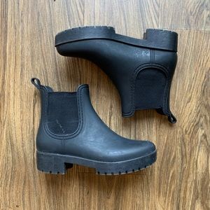 Jefferey Campbell Black Rubber Chelsea Rain boots